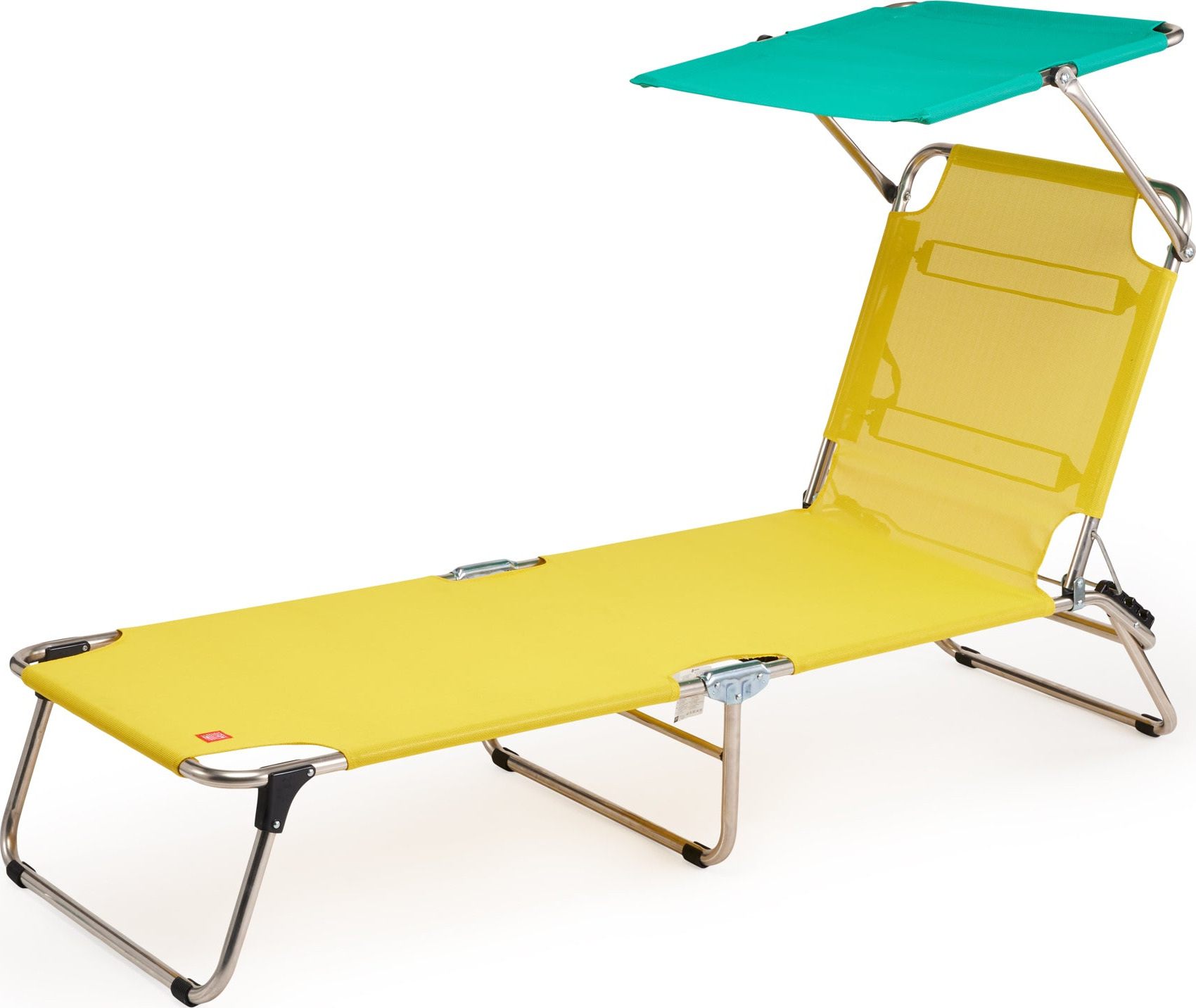 Amigo Outdoor Lounge Chair with Sun Shield – Yellow/ Teal