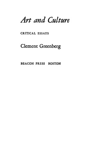 Art and Culture: Critical Essays cover