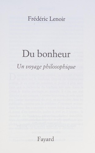 Du Bonheur: Un Voyage Philosophique cover