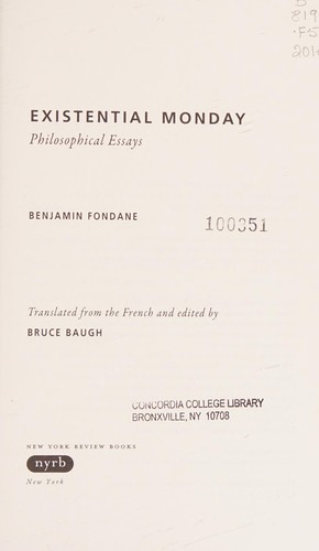 Existential Monday: Philosophical Essays cover