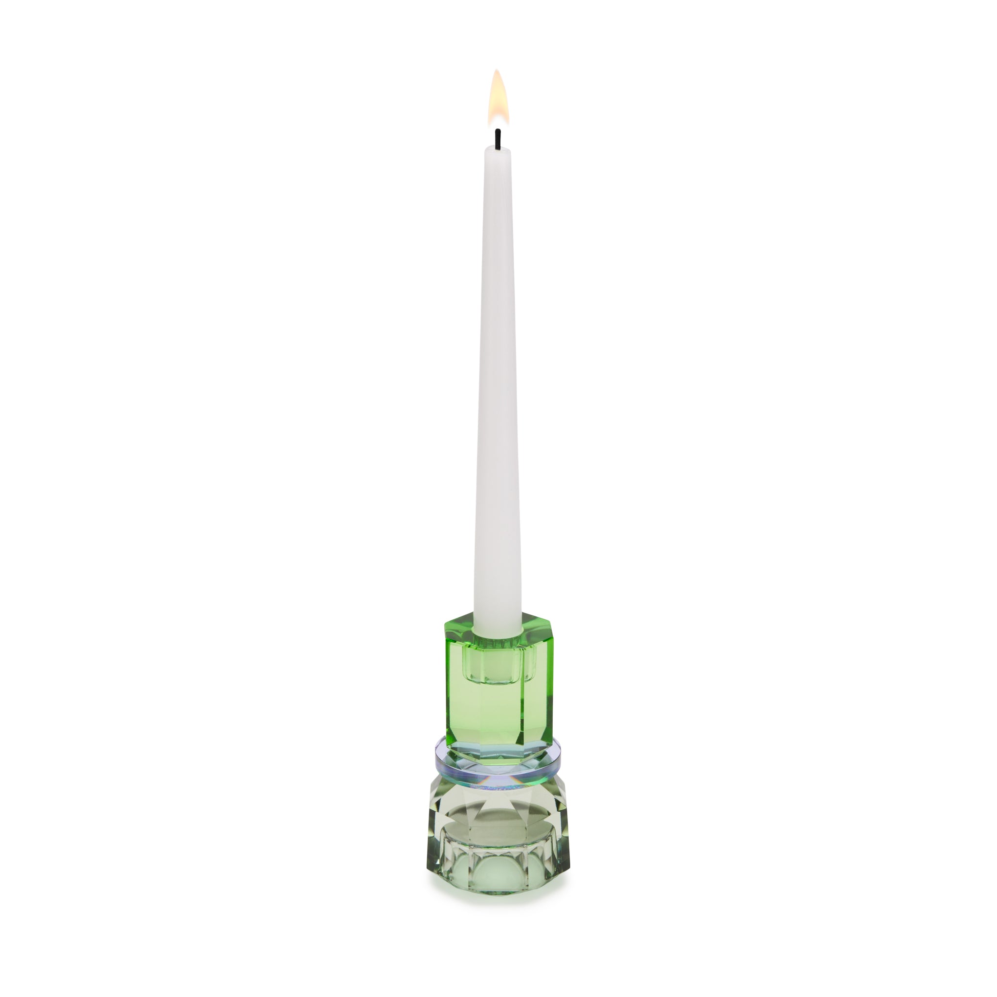 Faceted Crystal Candleholder – Mint/ Violet/ Olive