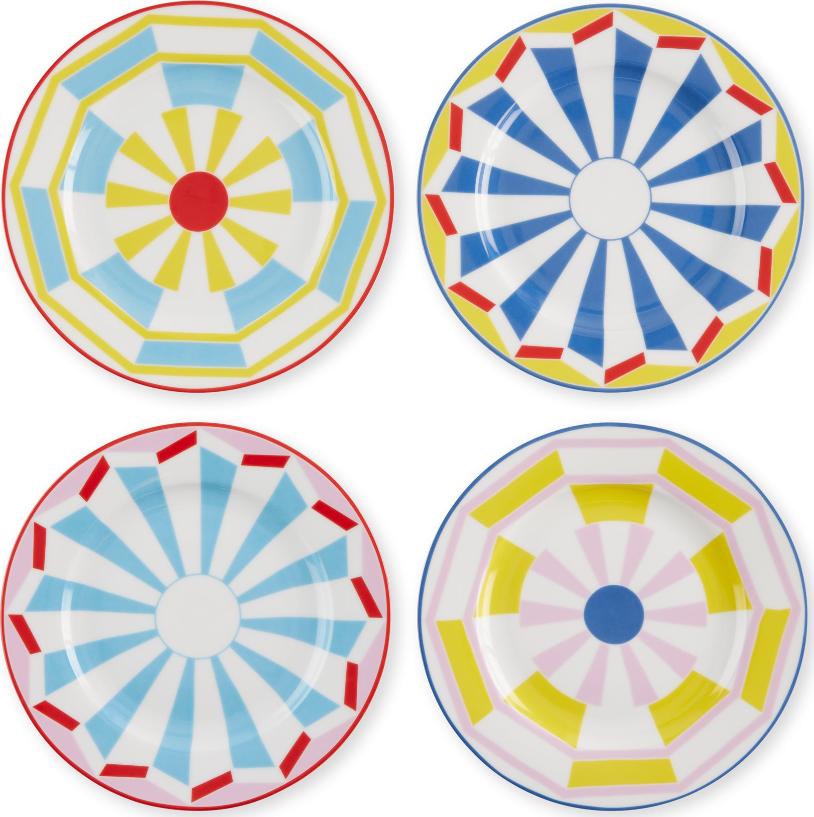 Geocromia Porcelain Dinnerware – Dessert Plate Set of 4