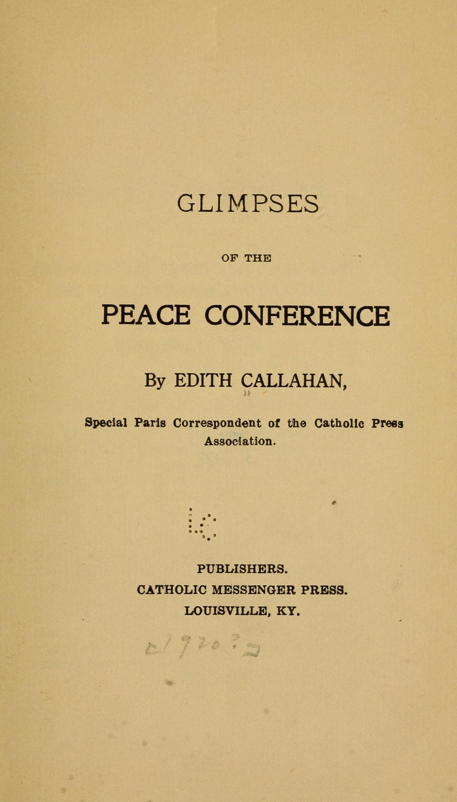 Glimpses of the Peace conference, cover