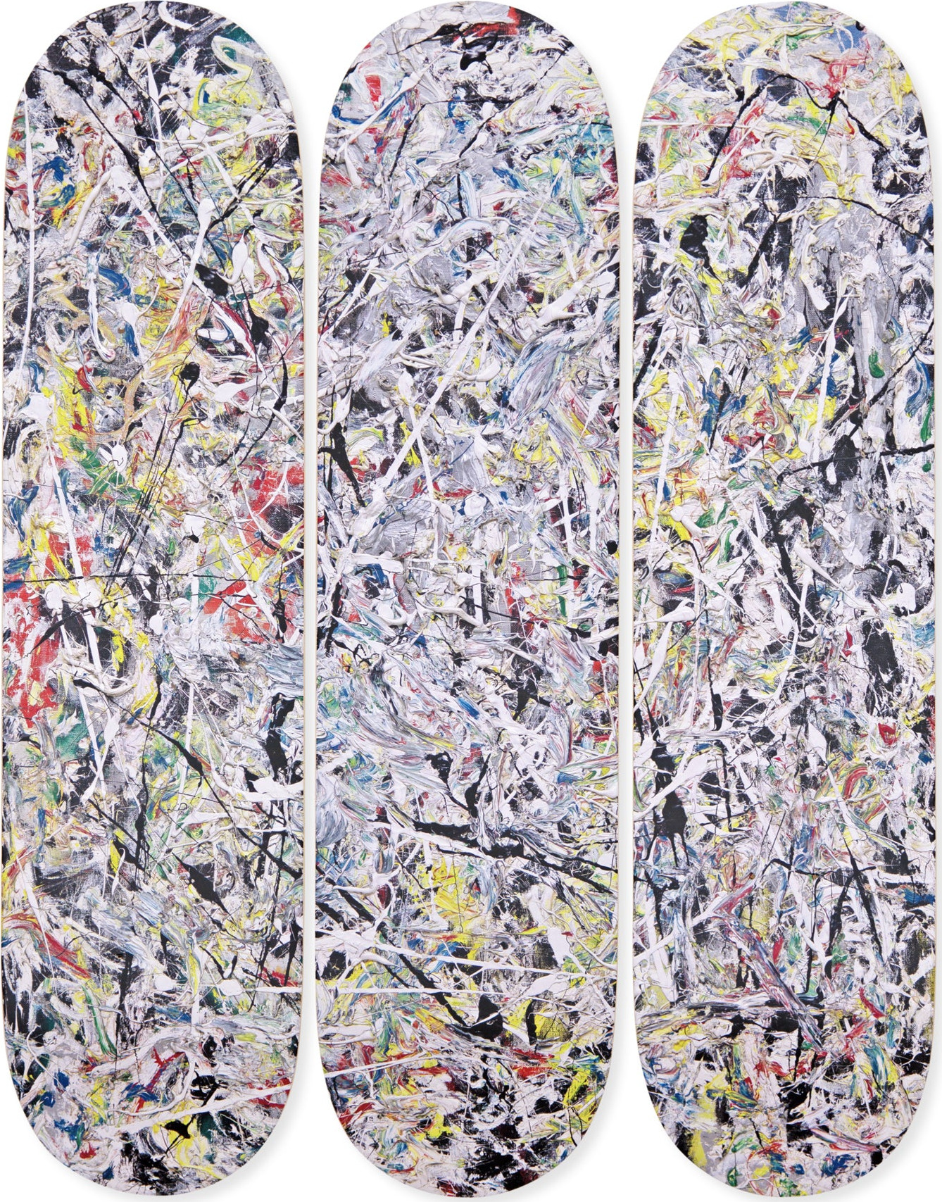 Jackson Pollock White Light Skateboard Triptych from The Skateroom