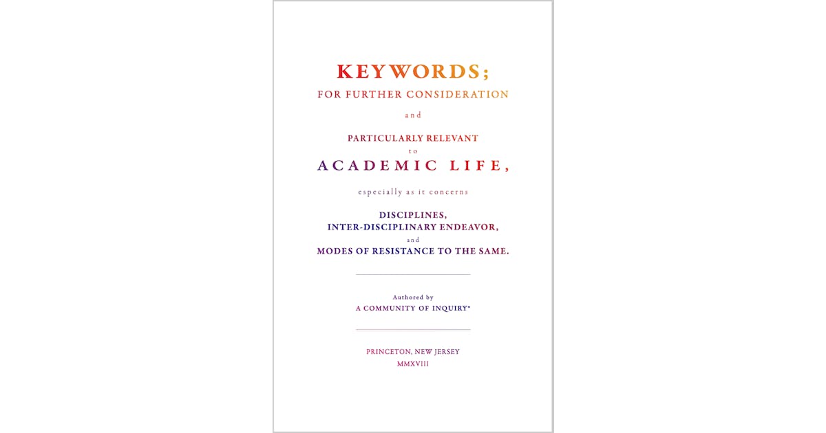 Keywords: For Further Consideration and Particularly Relevant to Academic Life, &c. cover