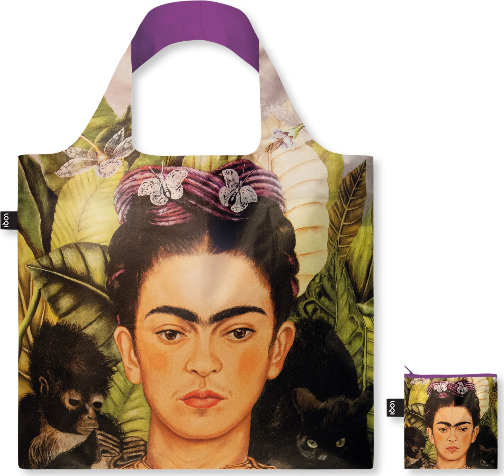 Loqi Recycled Polyester Artist Tote Bag – Frida Kahlo- Hummingbird