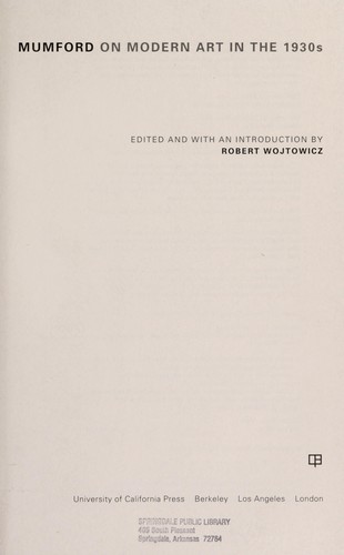 Mumford on Modern Art in the 1930s cover