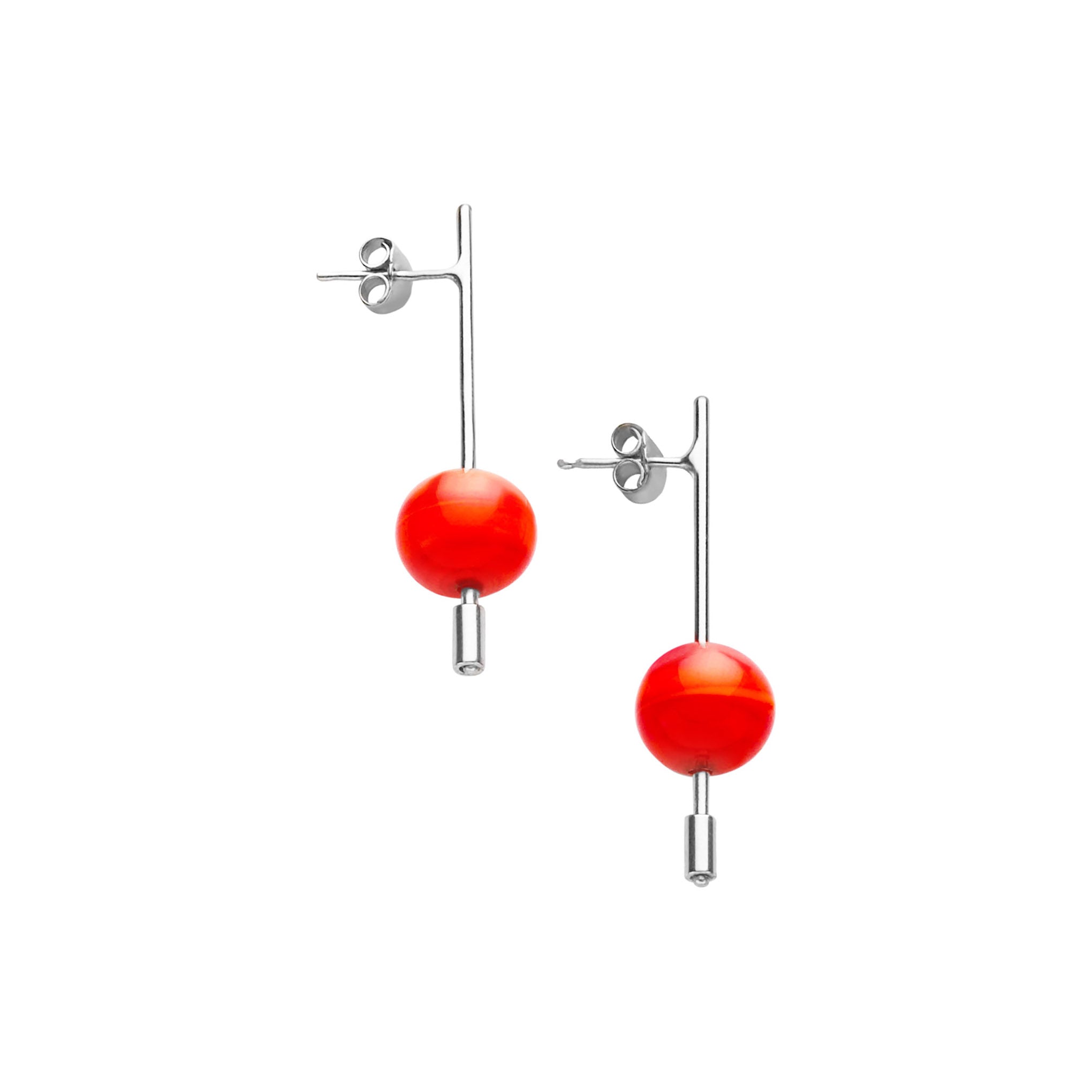 Paletto Glass Sphere Earrings – Red