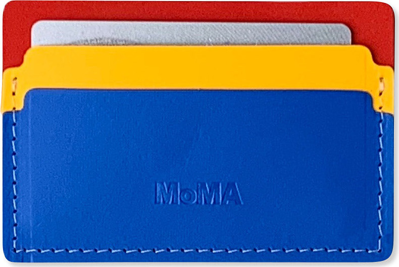 Primary Recycled Leather Cardholder – Blue/ Red