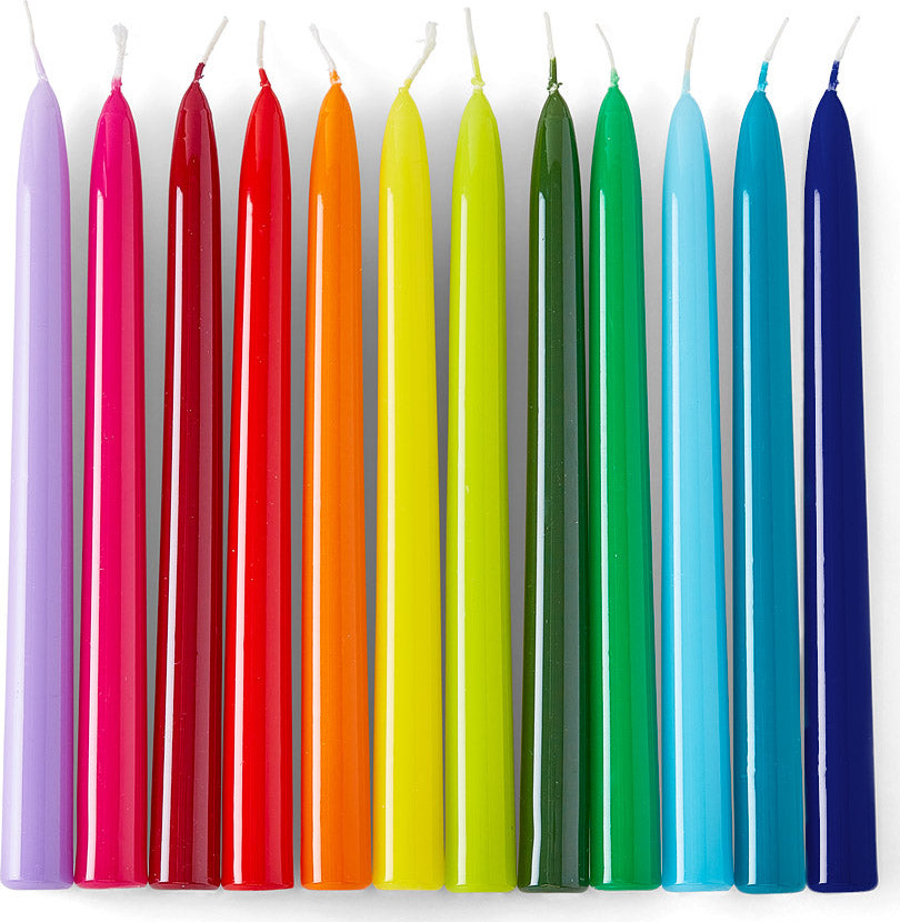 Tapered Rainbow Candles – Set of 12